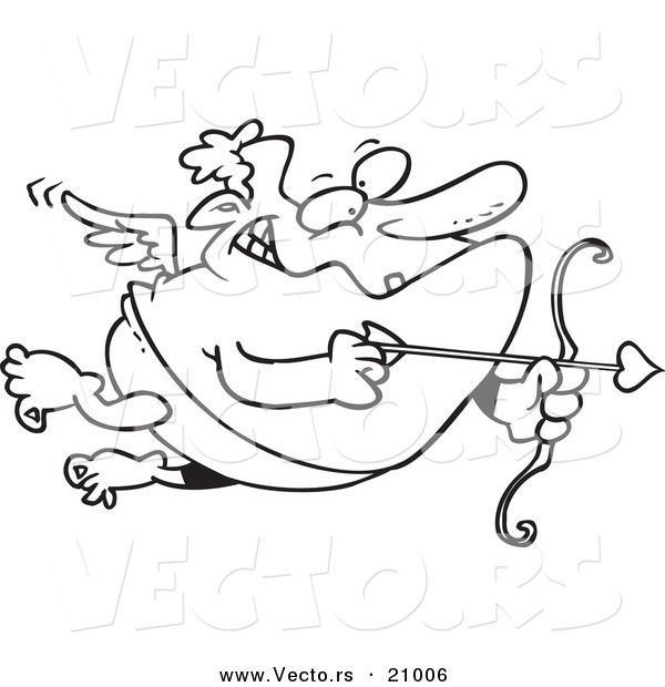 Vector of a Cartoon Chubby Cupid - Coloring Page Outline