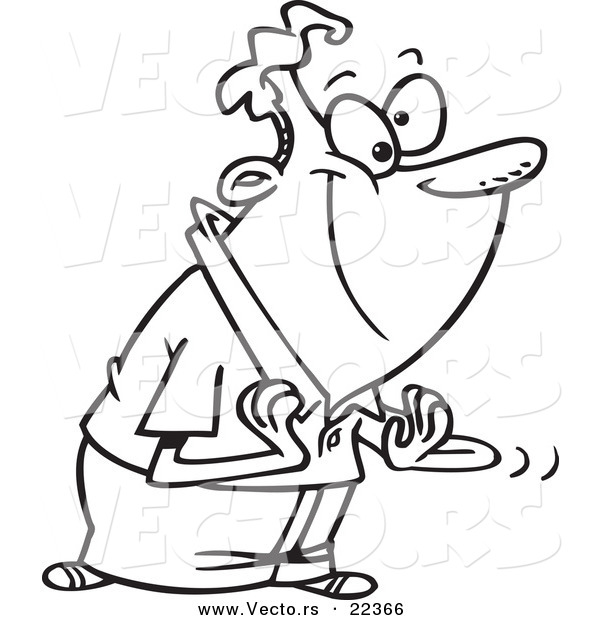 Vector of a Cartoon Clapping Man - Coloring Page Outline