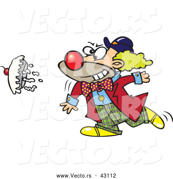 Vector of a Cartoon Clown Throwing a Pie