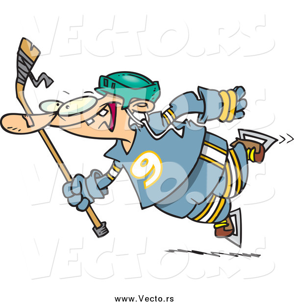Vector of a Cartoon Clumsy Hockey Player