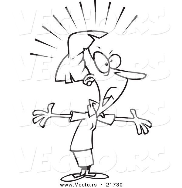 Vector of a Cartoon Complaining Businesswoman - Outlined Coloring Page
