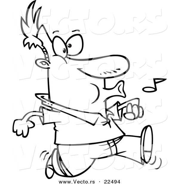 Vector of a Cartoon Confident Man Whistling - Coloring Page Outline