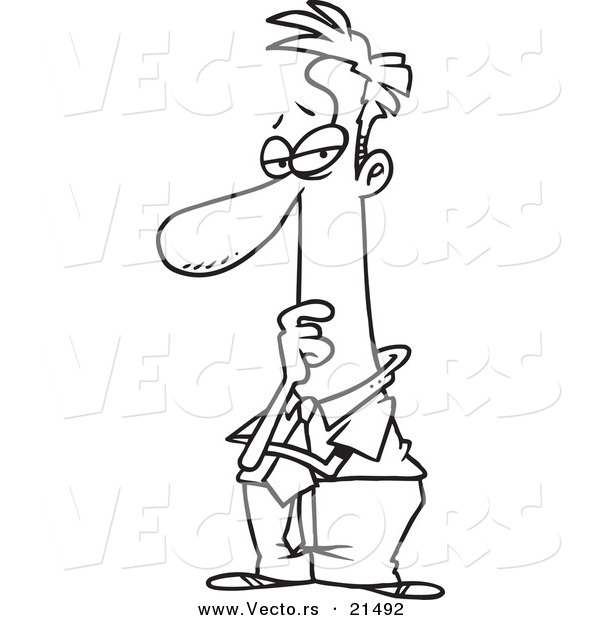 Vector of a Cartoon Considering Businessman - Outlined Coloring Page