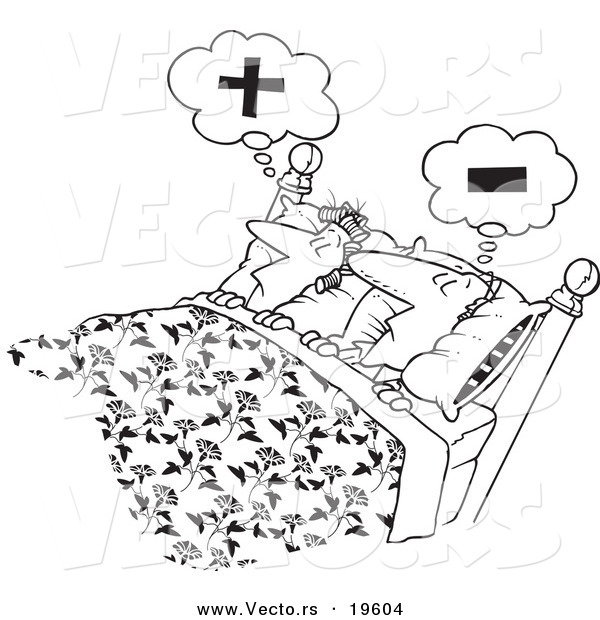 Vector of a Cartoon Couple Dreaming - Outlined Coloring Page