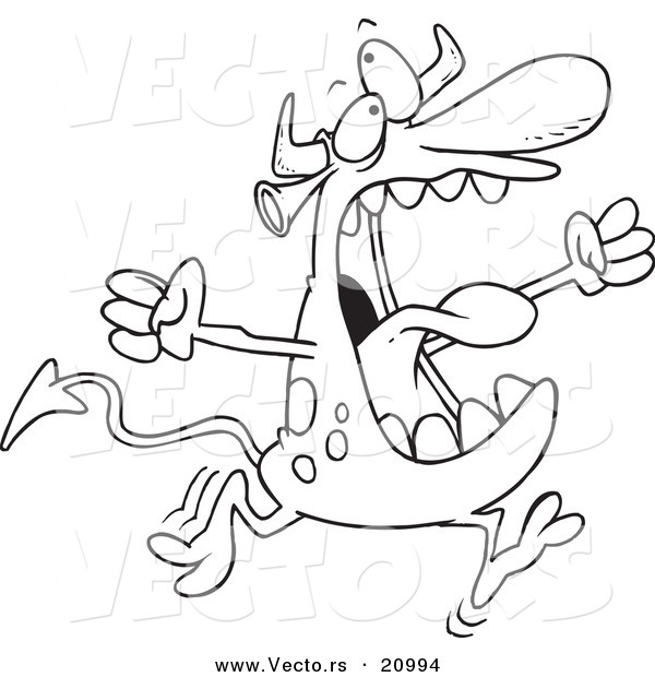 Vector of a Cartoon Crazy Monster - Coloring Page Outline