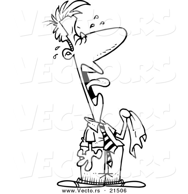 Vector of a Cartoon Crying Businessman - Outlined Coloring Page
