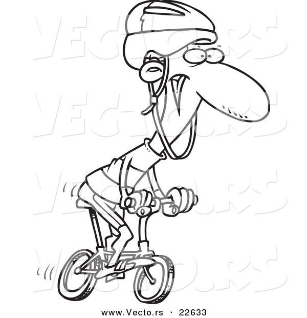 Vector of a Cartoon Cyclist - Coloring Page Outline