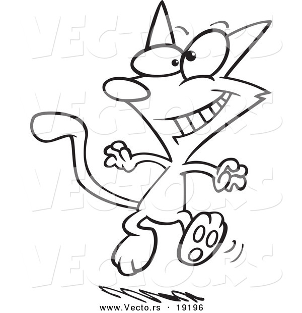 Vector of a Cartoon Dancing Cat - Outlined Coloring Page