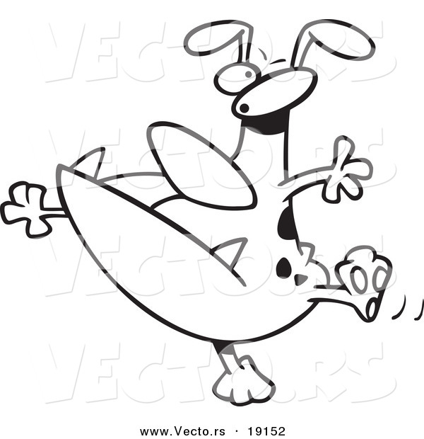 Vector of a Cartoon Dancing Dog - Outlined Coloring Page