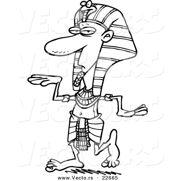 Vector of a Cartoon Dancing Pharaoh - Coloring Page Outline