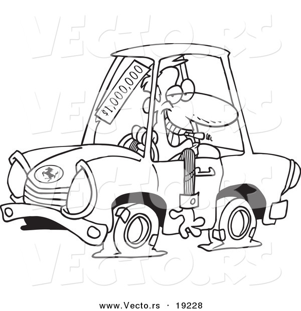 Vector of a Cartoon Deceptive Car Salesman - Outlined Coloring Page
