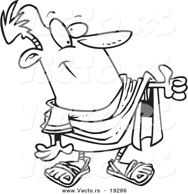 Vector of a Cartoon Decision Maker Holding a Thumb up - Outlined Coloring Page