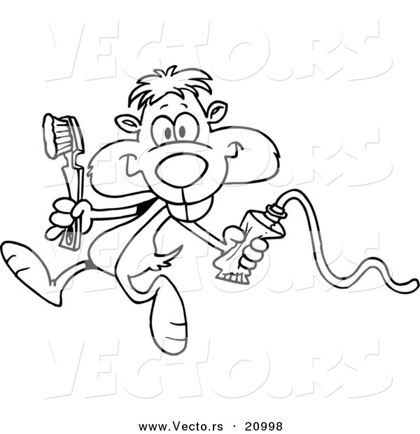 Vector of a Cartoon Dental Gopher - Coloring Page Outline