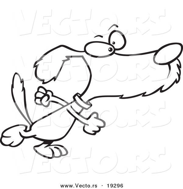 Vector of a Cartoon Determined Dog Stomping - Outlined Coloring Page