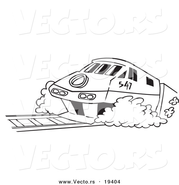 Vector of a Cartoon Diesel Tram - Outlined Coloring Page