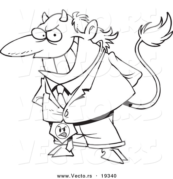 Vector of a Cartoon Director Devil - Outlined Coloring Page