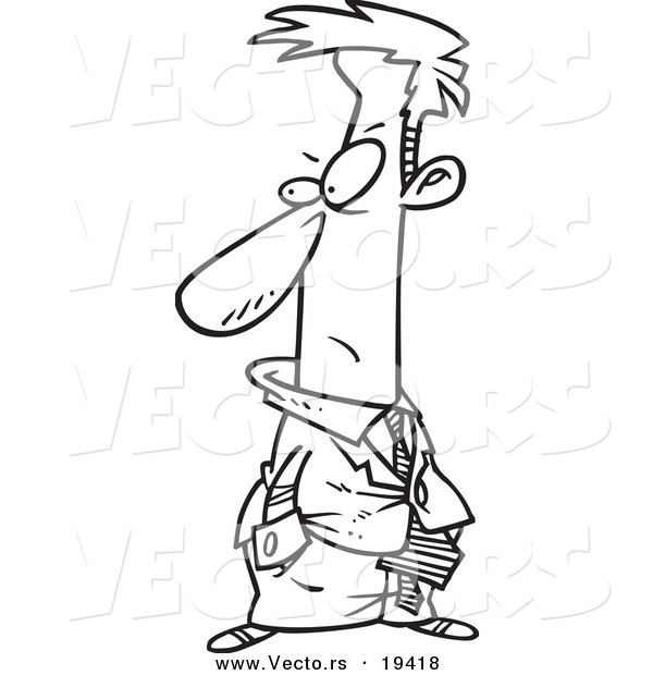 Vector of a Cartoon Disgusted Businessman - Outlined Coloring Page