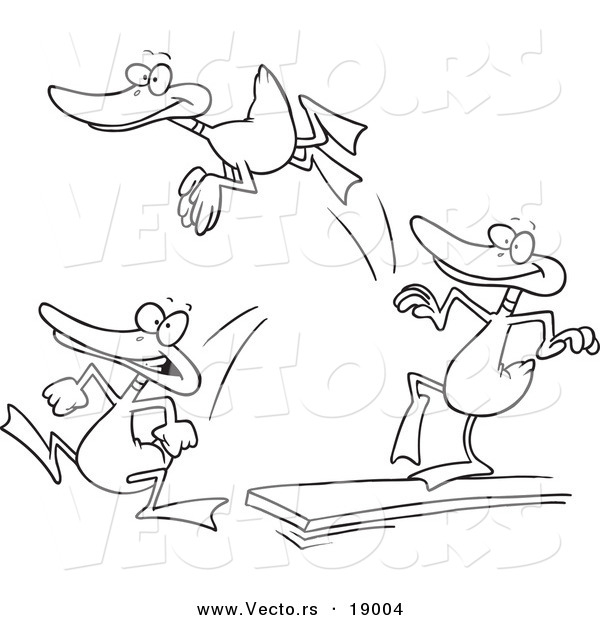 Vector of a Cartoon Diving Board - Outlined Coloring Page