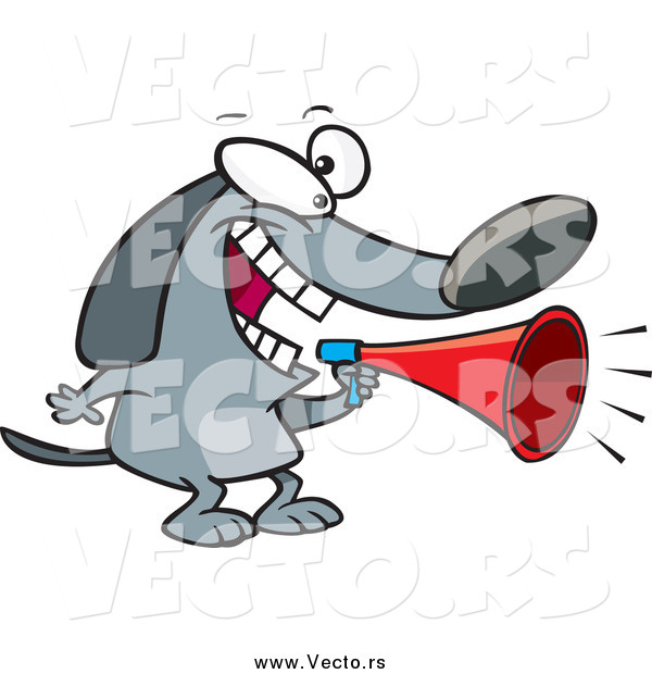 Vector of a Cartoon Dog Announcing with a Megaphone