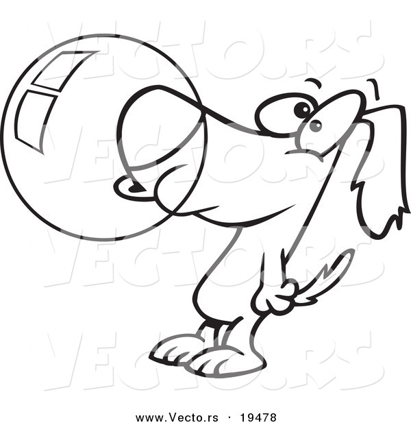Vector of a Cartoon Dog Blowing Bubble Gum - Outlined Coloring Page