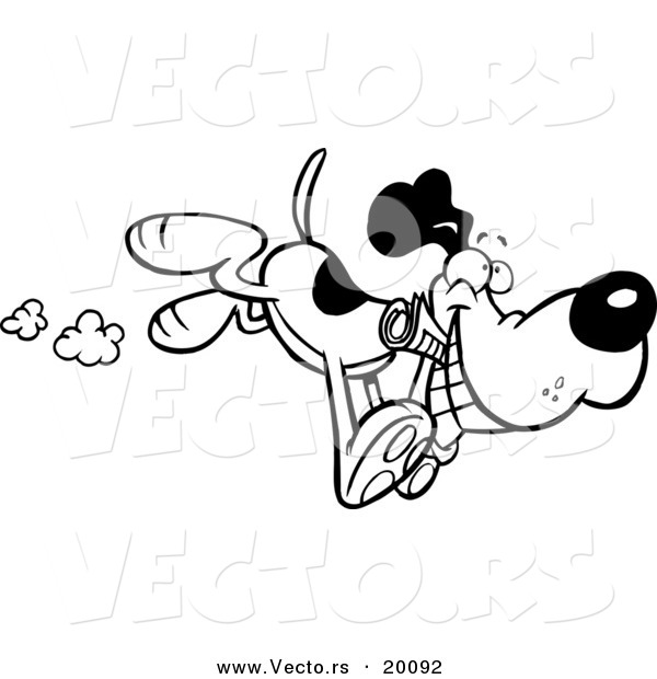 Vector of a Cartoon Dog Fetching a Newspaper - Outlined Coloring Page