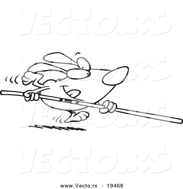 Vector of a Cartoon Dog Vaulting - Outlined Coloring Page