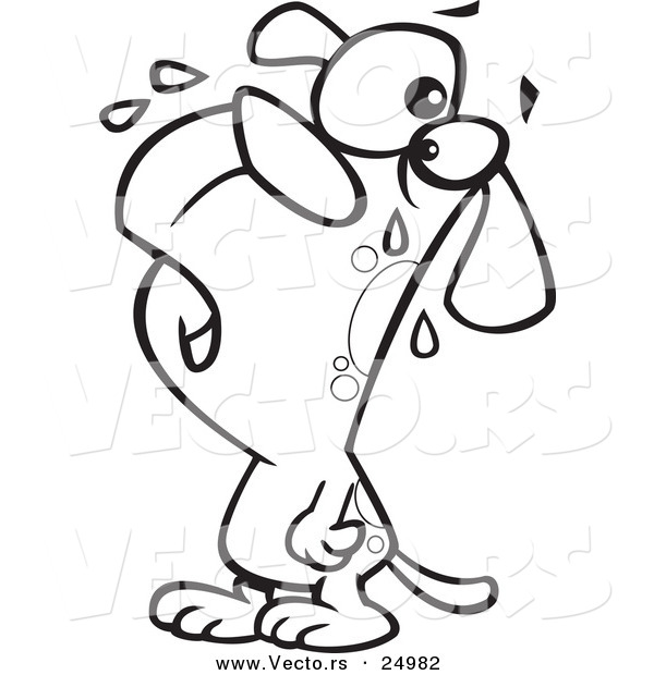 Vector of a Cartoon Dog Whining - Outlined Coloring Page