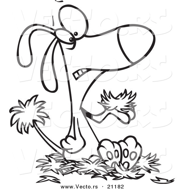 Vector of a Cartoon Dog with Alopecia, Sitting on a Pile of Hair - Coloring Page Outline