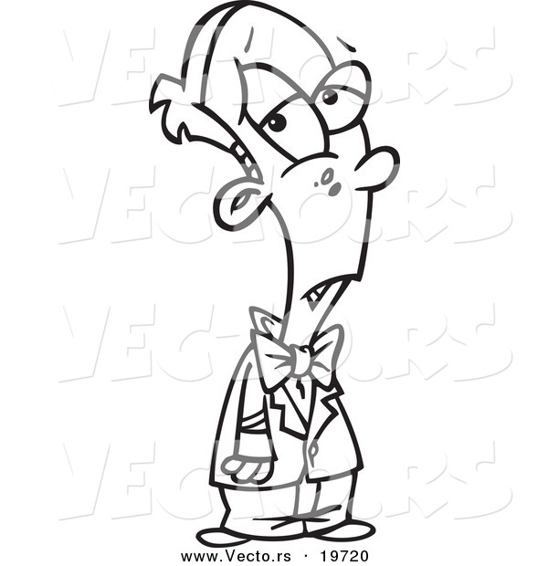 Vector of a Cartoon Dressed up Boy - Outlined Coloring Page