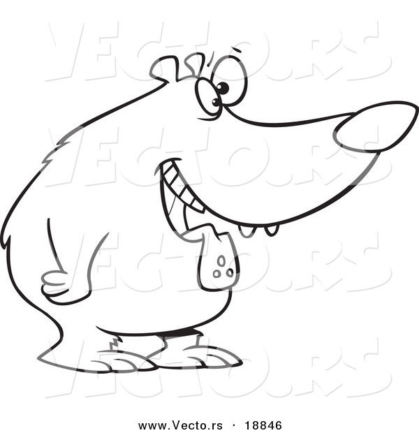 Vector of a Cartoon Drooling Hungry Bear - Outlined Coloring Page