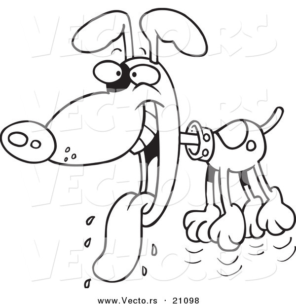Vector of a Cartoon Drooling Hyper Dog - Coloring Page Outline