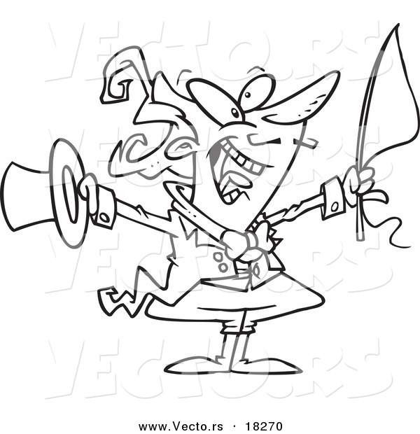 Vector of a Cartoon Energetic Ringmasater - Outlined Coloring Page