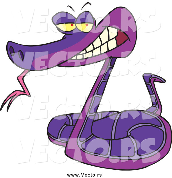 Vector of a Cartoon Evil Purple Snake