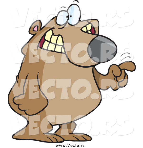 Vector of a Cartoon Excited Bear Tapping with His Finger