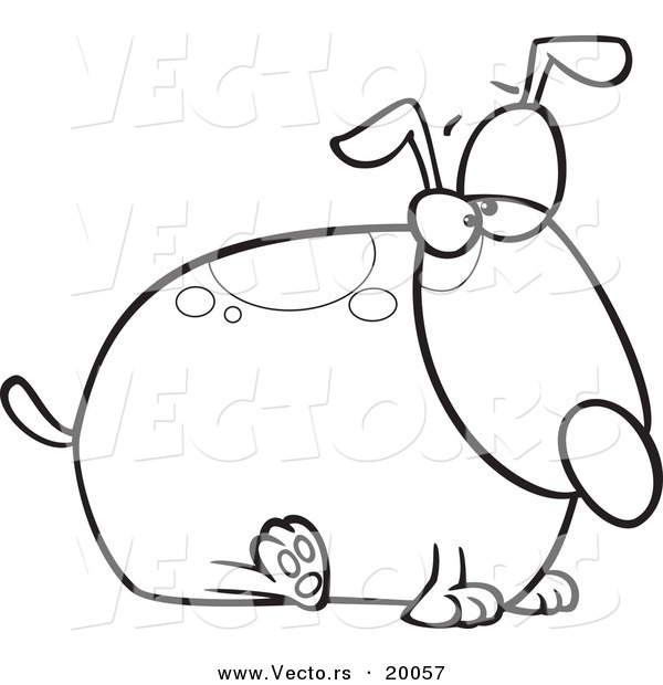 Vector of a Cartoon Fat Dog - Outlined Coloring Page