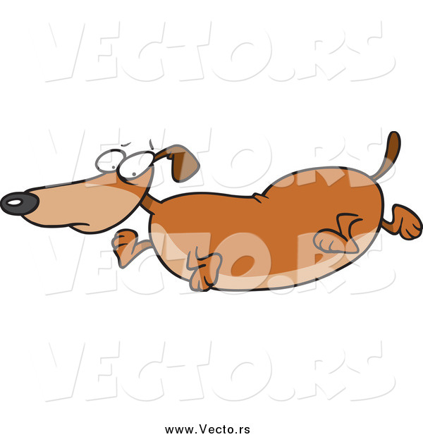 Vector of a Cartoon Fat Wiener Dog