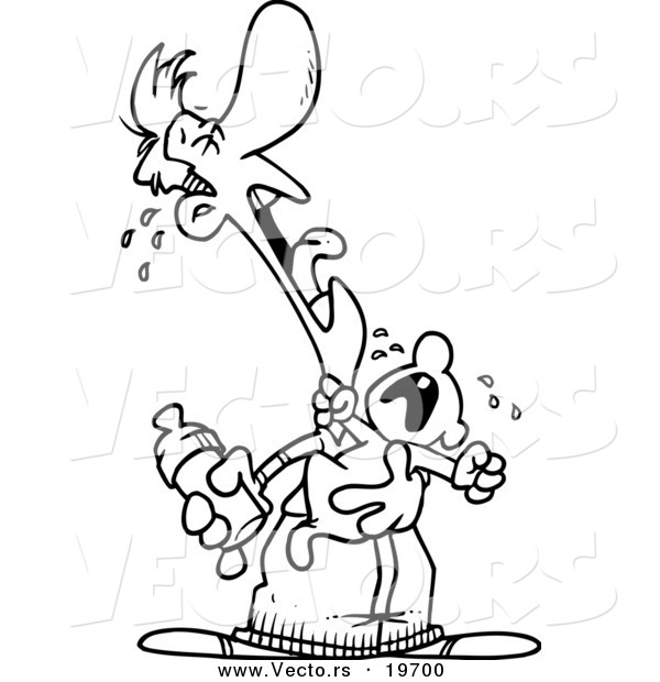 Vector of a Cartoon Father and Baby Crying a Duet - Outlined Coloring Page