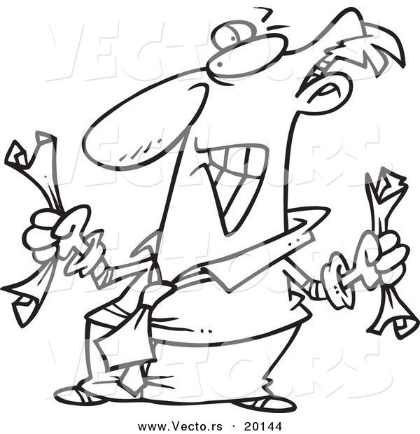 Vector of a Cartoon Fed up Businessman Crumpling Paper - Outlined Coloring Page
