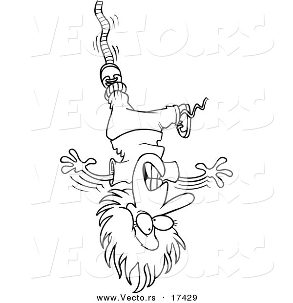 Vector of a Cartoon Female Bungee Jumper - Coloring Page Outline
