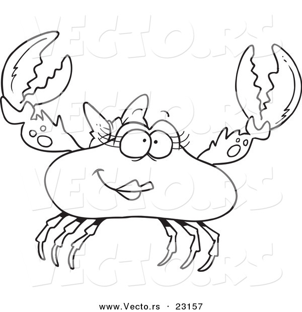 Vector of a Cartoon Female Crab - Coloring Page Outline