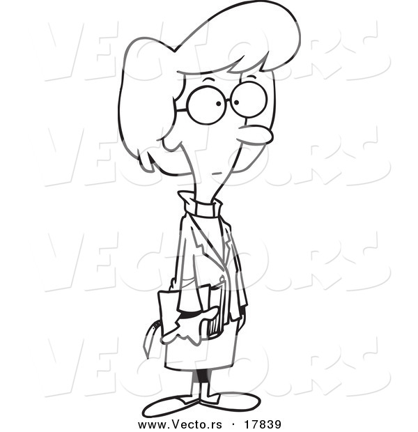 Vector of a Cartoon Female Minister - Outlined Coloring Page