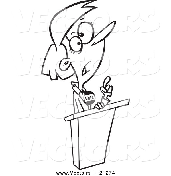 Vector of a Cartoon Female Political Candidate - Outlined Coloring Page