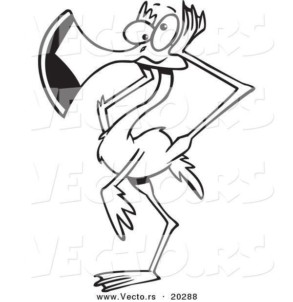 Vector of a Cartoon Flamingo Covering His Ears - Coloring Page Outline
