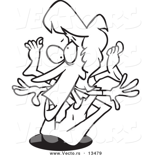 Vector of a Cartoon Flexible Woman Doing Yoga - Coloring Page Outline