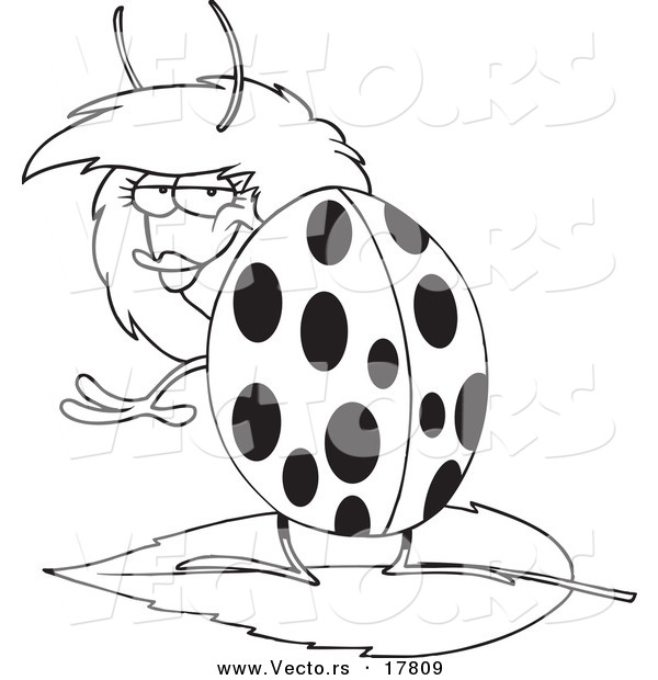 Vector of a Cartoon Flirty Ladybug - Outlined Coloring Page