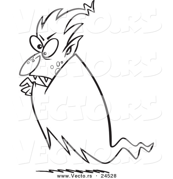 Vector of a Cartoon Floating Vampire - Outlined Coloring Page