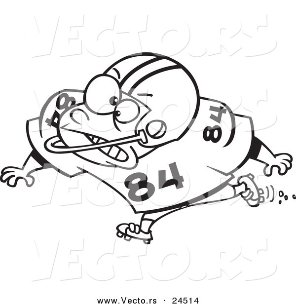 Vector of a Cartoon Football Blocker - Outlined Coloring Page