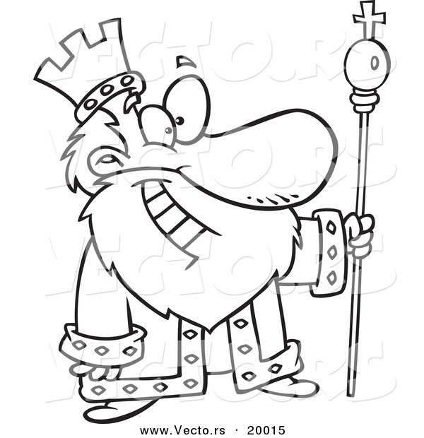 Vector of a Cartoon Friendly King - Outlined Coloring Page