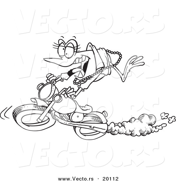 Vector of a Cartoon Frog Biker Chick - Outlined Coloring Page