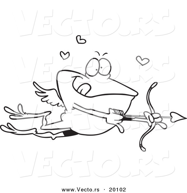 Vector of a Cartoon Frog Cupid - Outlined Coloring Page